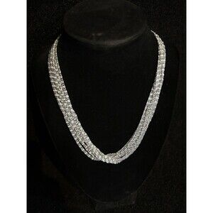 Vintage Sarah Coventry Necklace SILVERY CASCADE Silver Tone Layered Chains J23